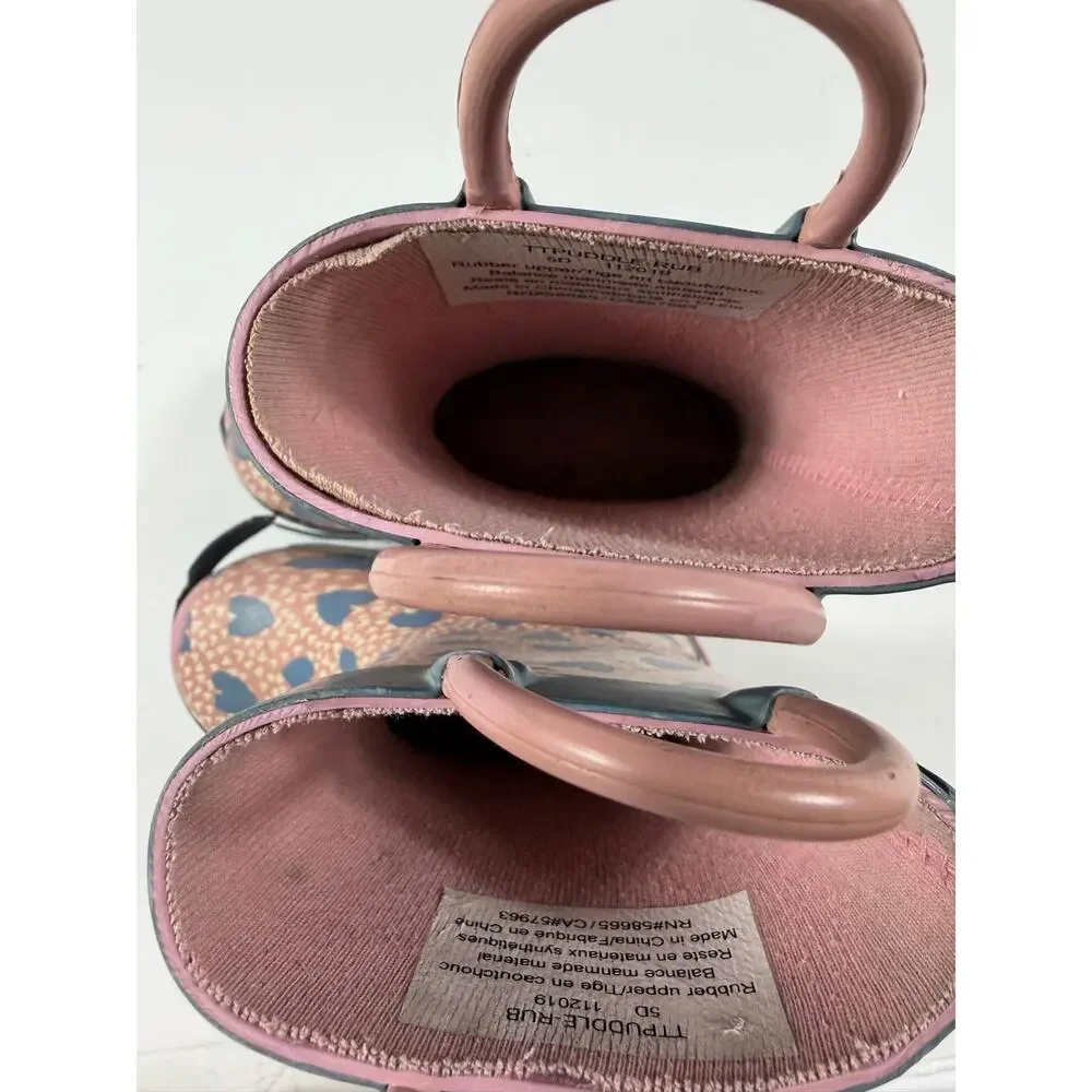 Tucker + Tate Kids Heart Print Rain Boots Pink Gray Size 5